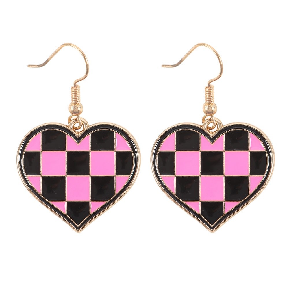 Something Different - Checkerboard Heart Ohrringe - Mehrfarben